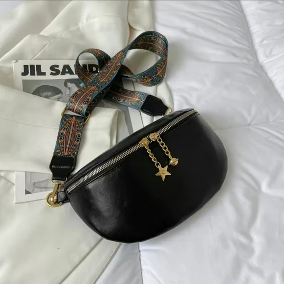 Black Faux Leather Fanny Pack Crossbody Bag - Picture 4 of 4